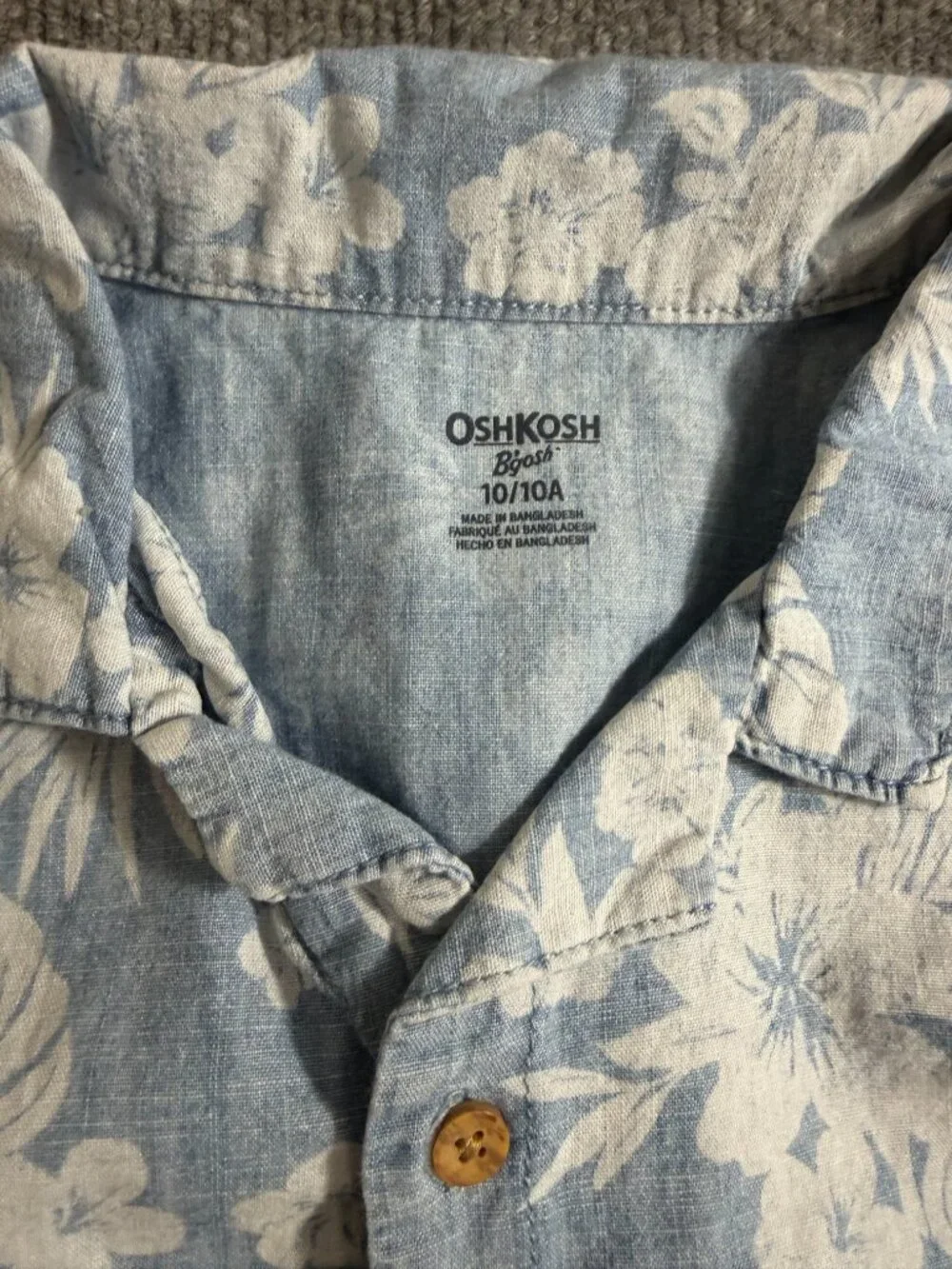OshKosh Boys 2 Piece Floral Shirt Shorts Set Size 10